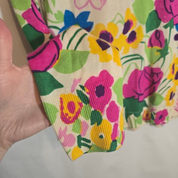 J Crew Floral Pullover Lightweight Sweater Kidcore Spring Summer Bright S - Picture 2 of 7